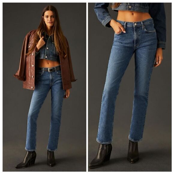 Agolde Merrel Mid Rise Straight Leg Stretch Denim Jeans In Cinema NWT - Picture 7 of 10